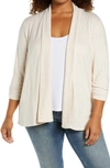 BOBEAU RUCHED SLEEVE OPEN CARDIGAN,XC1K28-26000BB