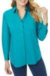 Foxcroft Kylie Non-iron Button-up Shirt In Teal Quartz