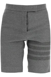 Thom Browne 4-bar Stripe Twill Shorts In Grey