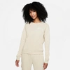 Nike Women's Sportswear Essential Fleece Crewneck Sweatshirt In Rattan/white