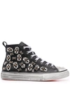 PHILIPP PLEIN MEGASTAR CRYSTAL-EMBELLISHED HIGH-TOP SNEAKERS