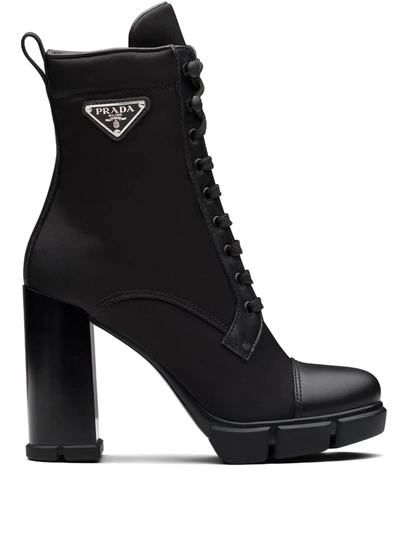 Prada Triangle-logo 110mm Boots In Schwarz