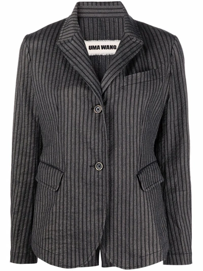 Uma Wang Stripe-print Buttoned Blazer In Grau