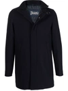Herno Funnel Neck Zip-up Coat In Blau