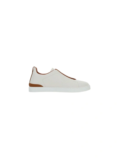 Ermenegildo Zegna Sneakers In Bianco Naturale Unito