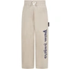 PALM ANGELS BEIGE TROUSERS FOR KIDS WITH BLUE LOGO,PBCA004F21FAB001 6046