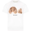 PALM ANGELS WHITE T-SHIRT FOR BOY WITH BEAR,PBAA001F21JER001 0160
