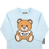 MOSCHINO LIGHT-BLUE T-SHIRT FOR BABY BOY WITH TEDDY BEAR,MOO005 LBA11 40304