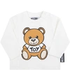 MOSCHINO WHITE T-SHIRT FOR BABY KIDS WITH TEDDY BEAR,MOO005 LBA11 10063