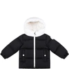 MONCLER BLACK ARALDO JACKET FOR BABY BOY WITH LOGO PATCH,951 - 1A569 - 20 - 68352 999