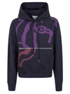 Kenzo K-tiger Cotton Sweatshirt Hoodie In Blue Black