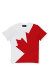 Dsquared2 White T-shirt For Boy With Maple Leaf In White