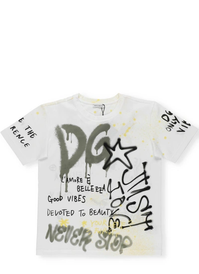Dolce & Gabbana Kids' Dg Skate T-shirt In Ha Bianco Ottico