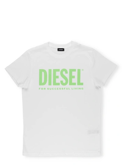 Diesel Kids' Tjustlogo T-shirt In White