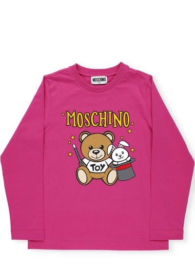 Moschino Kids' Teddy Bear Sweater In Fuxia