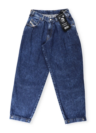 Diesel Kids' Washed Cotton Denim Jeans In Blue