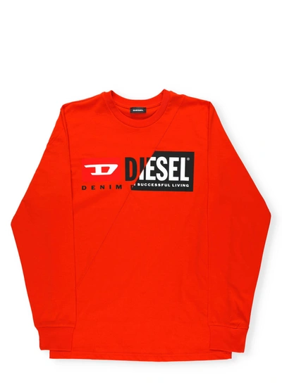Diesel Kids' Tdiegocuty T-shirt In Orange