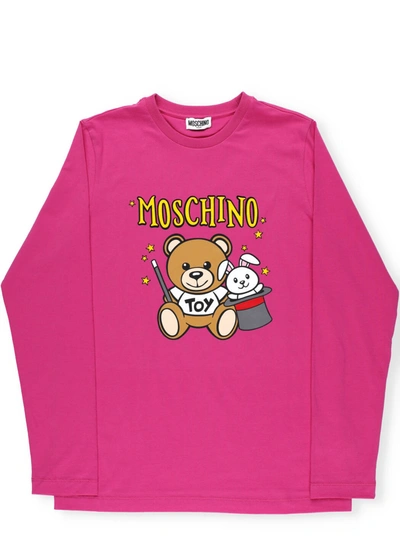 Moschino Kids' Teddy Bear Sweater In Fuxia