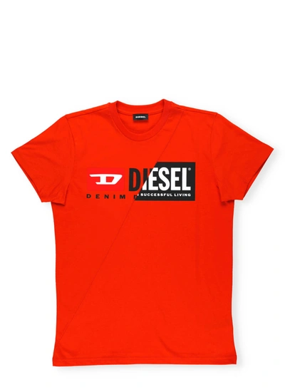 Diesel Kids' Logo T-shirt In Orange