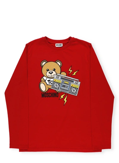 Moschino Kids' Teddy Bear Sweater In Flame Red