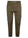 Dolce & Gabbana Khaki Green Denim-pocket Straight Trousers In Green