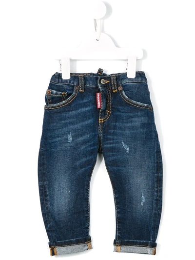 Dsquared2 Babies' Ripped Detail Jeans In Blue
