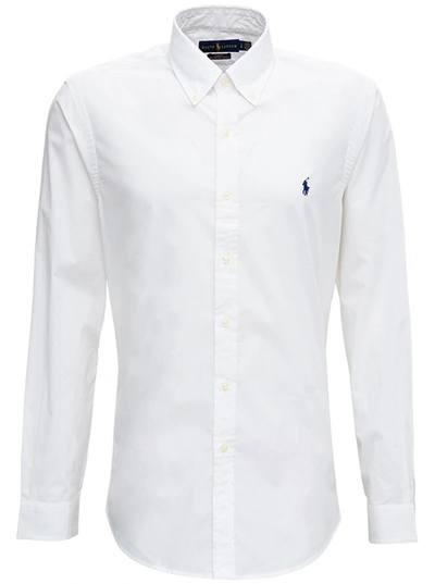 Polo Ralph Lauren White Cotton Poplin Shirt With Logo