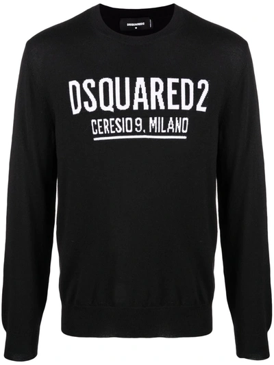 Dsquared2 Logo Intarsia-knit Jumper In Black