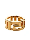 Versace Gold Tone Greca Ring In Gold