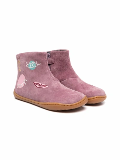 Camper Kids' Tws Embroidered Ankle Boots In Pink