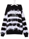 Diesel Teen Tie-dye Print Cotton Hoodie In Black