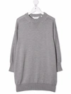 Palm Angels Kids Grey & Multicolor Knit Logo Dress In Grey