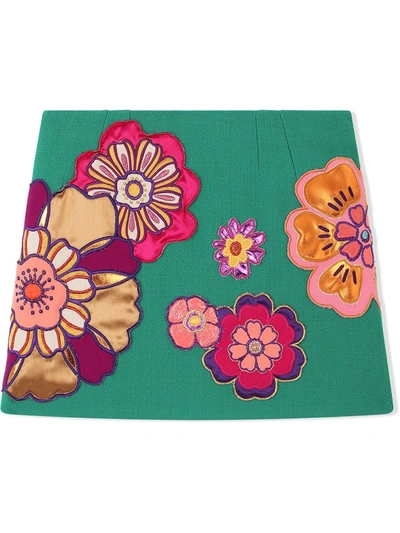Dolce & Gabbana Kids Floral-patch Skirt (8-12 Years) In Green