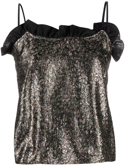 Pre-owned Saint Laurent 1990s Brocade Cami Top In Black