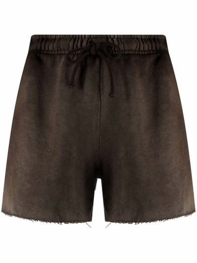 Cotton Citizen Faded Raw-cut Track Shorts In Green