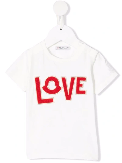 Moncler Babies' Logo标语印花t恤 In 白色
