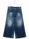 Dsquared2 Teen High-waist Wide-leg Jeans In Blue