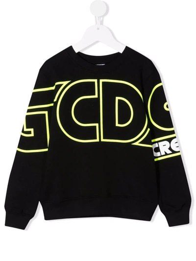 Gcds Kids' Logo Crew-neck Sweatshirt In Black
