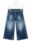 Dsquared2 Teen High-waist Wide-leg Jeans In Blue