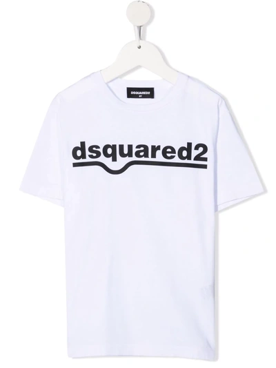 Dsquared2 Teen Logo Crew-neck T-shirt In White