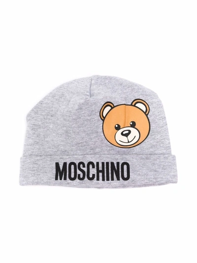 Moschino Babies' Logo缀饰套头帽 In Grey