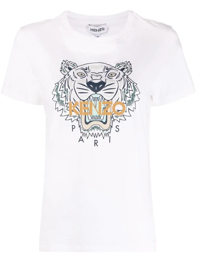 Kenzo Tiger-print Short-sleeved T-shirt In White