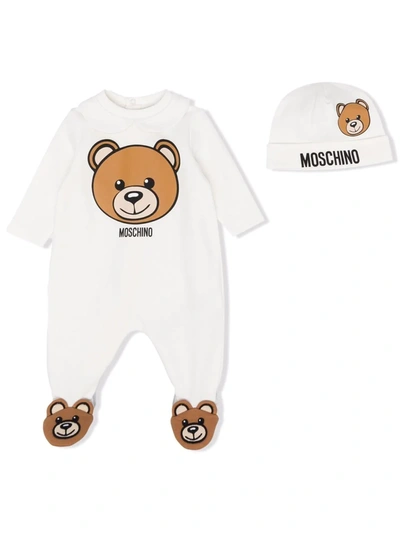 Moschino Babies' Teddy Bear-motif Cotton Pyjamas In White