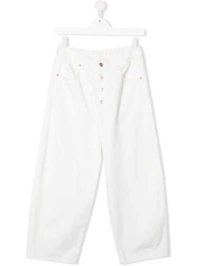 Maison Margiela Teen Wide-leg Twill Trousers In White