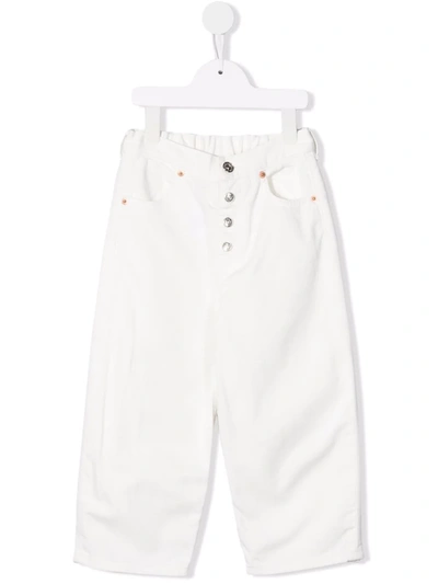 Maison Margiela Kids' Wide-leg Twill Trousers In White