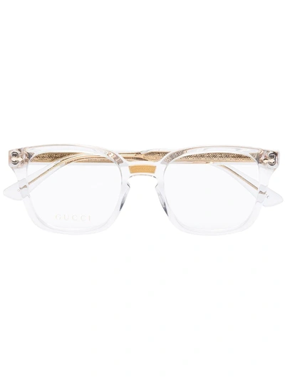 Gucci Rectangle-frame Optical Glasses In Gold