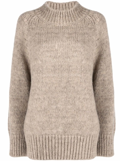 Maison Margiela High Neck Knitted Jumper In Nude