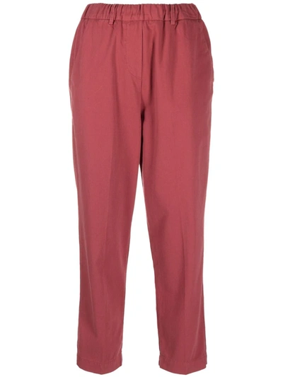 Alysi Straight-leg Cotton Trousers In Red