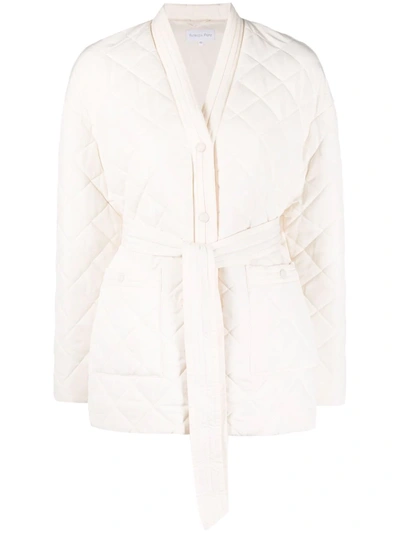 Patrizia Pepe Quilted Tie-waist Jacket In Weiss