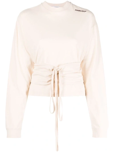 Ambush Off-white Waist Tie T-shirt In Neutrals